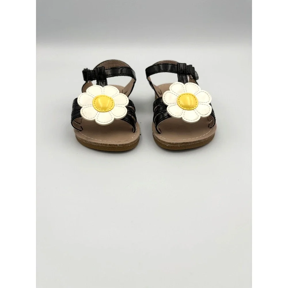 Gymboree‎ Girls Black, White & Yellow Daisy Flower Sandals Size 5